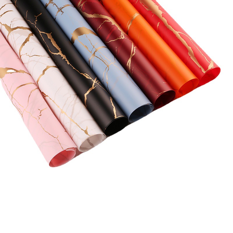 MYHC-13 Golden Marmor Pattern Plastic Flos Wrapping Paper