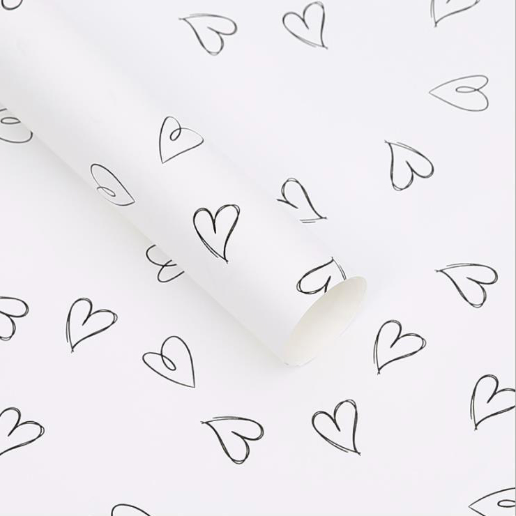 MYHC-XXVIII Cor-informes Linea Drawing Monochrome Cowhide Flowers Wrapping Paper