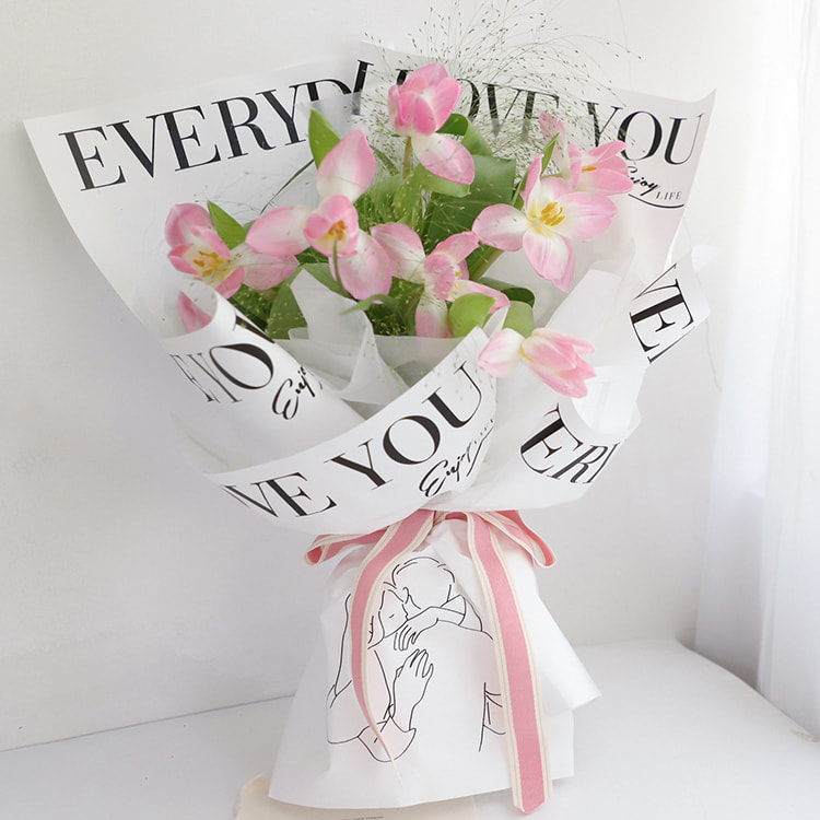 MYHC-40 Jane Eyre Hug Pattern Monochrome Cotton Flower Wrapping Paper