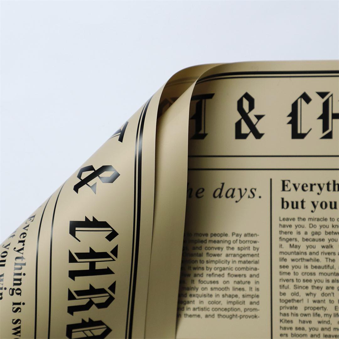 MYHC-41 Single-Postes Newspaper Style Cowhide Flowers Wrapping Paper
