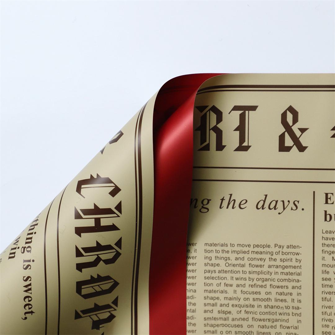 MYHC-41 Single-Postes Newspaper Style Cowhide Flowers Wrapping Paper