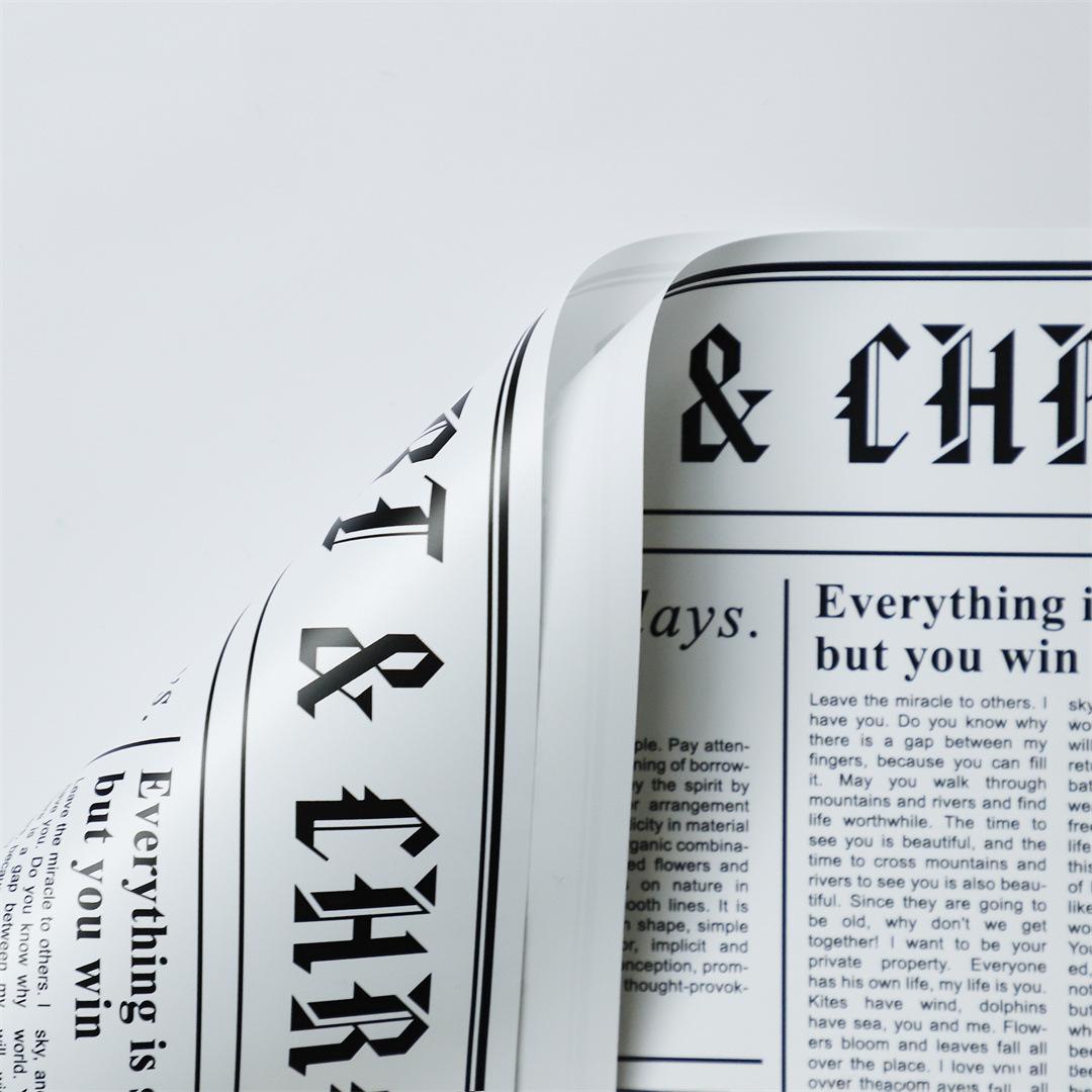 MYHC-41 Single-Postes Newspaper Style Cowhide Flowers Wrapping Paper