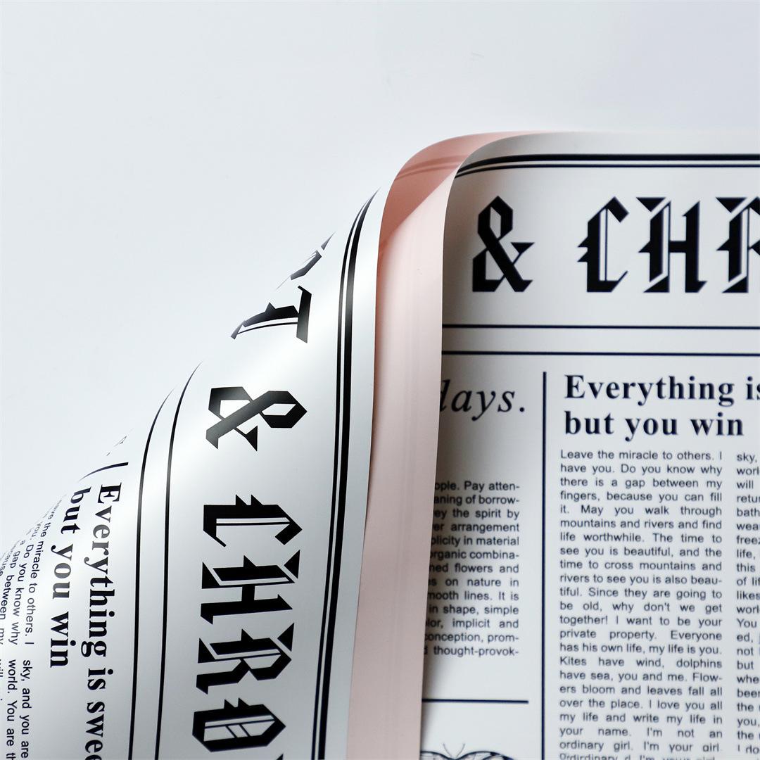 MYHC-41 Single-Postes Newspaper Style Cowhide Flowers Wrapping Paper