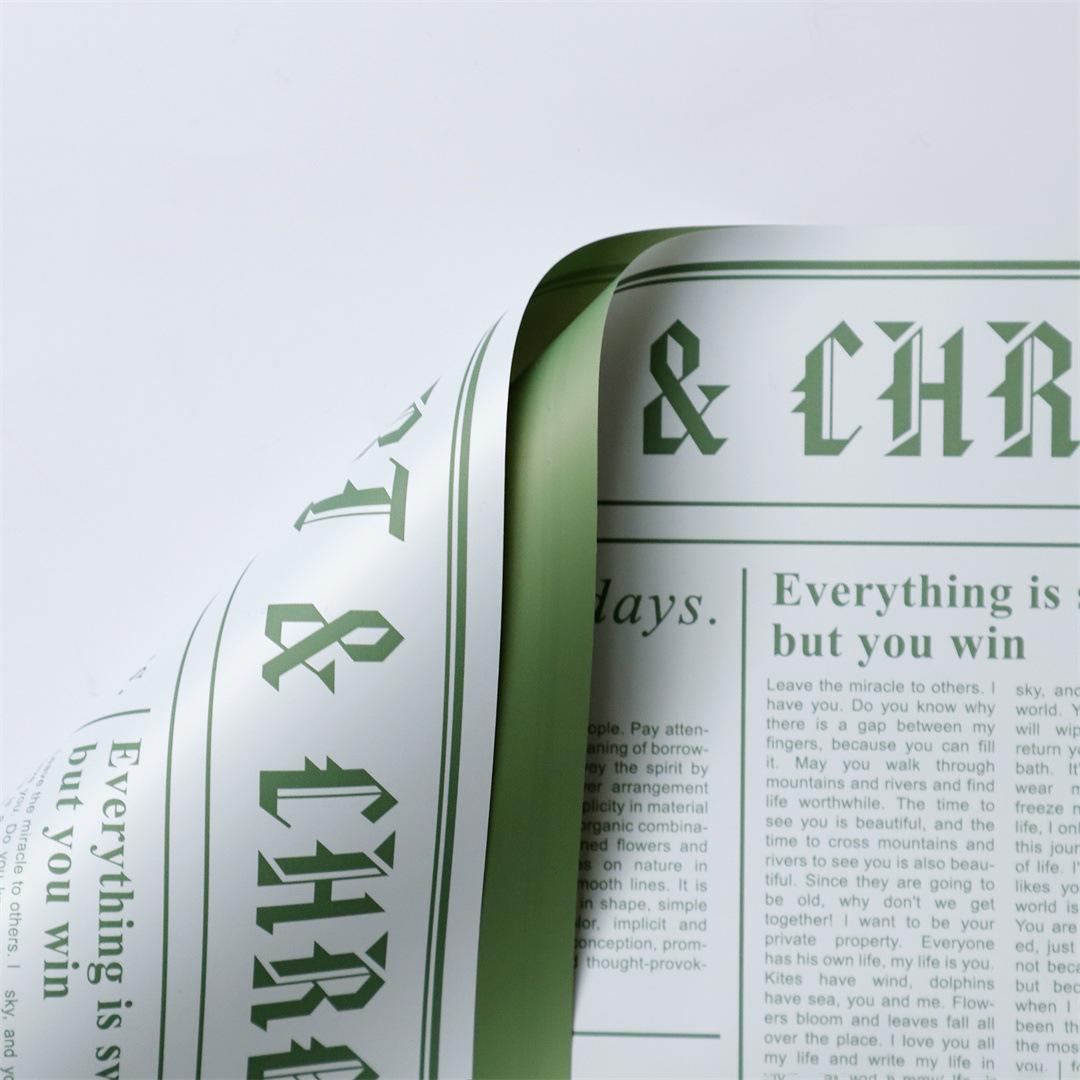 MYHC-41 Single-Postes Newspaper Style Cowhide Flowers Wrapping Paper