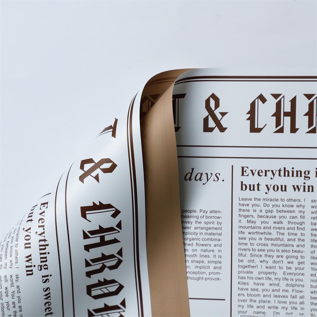 MYHC-41 Single-Postes Newspaper Style Cowhide Flowers Wrapping Paper