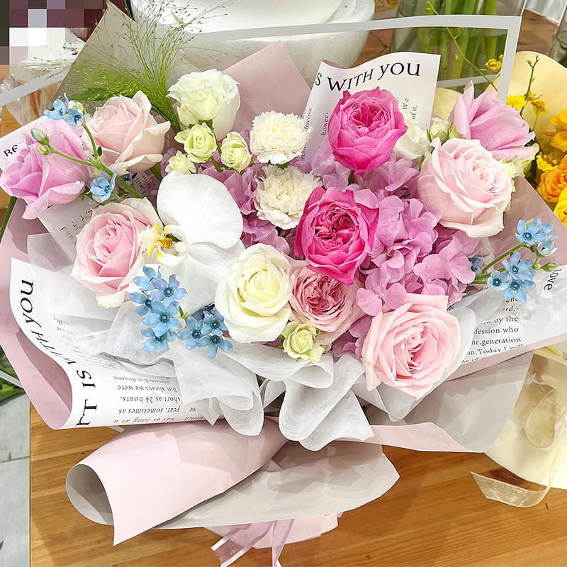 MYHC-64 Single-sided White English Newspaper, Pearlescent film, Cowhide Flower Packaging film