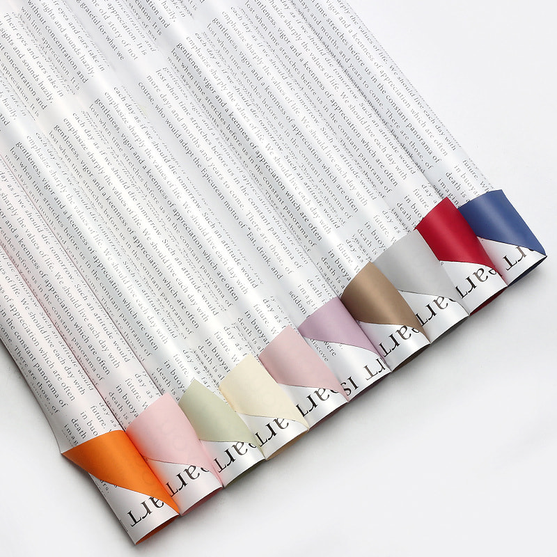 MYHC-64 Single-sided White English Newspaper, Pearlescent film, Cowhide Flower Packaging film