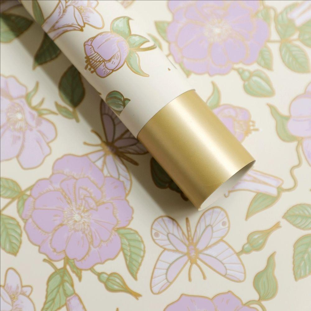 MYHC-76 Gold-edged Vintage Camellia Pattern Pearlescent Flower Wrapping Paper