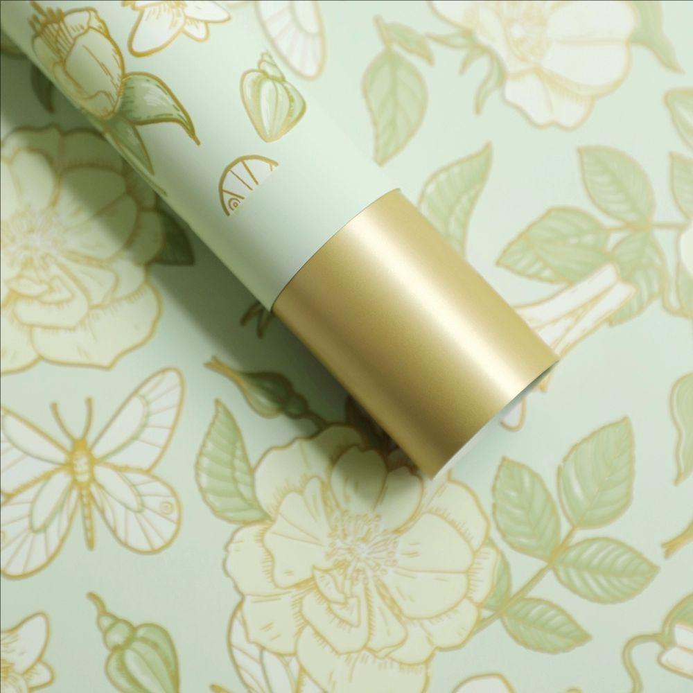MYHC-76 Gold-edged Vintage Camellia Pattern Pearlescent Flower Wrapping Paper