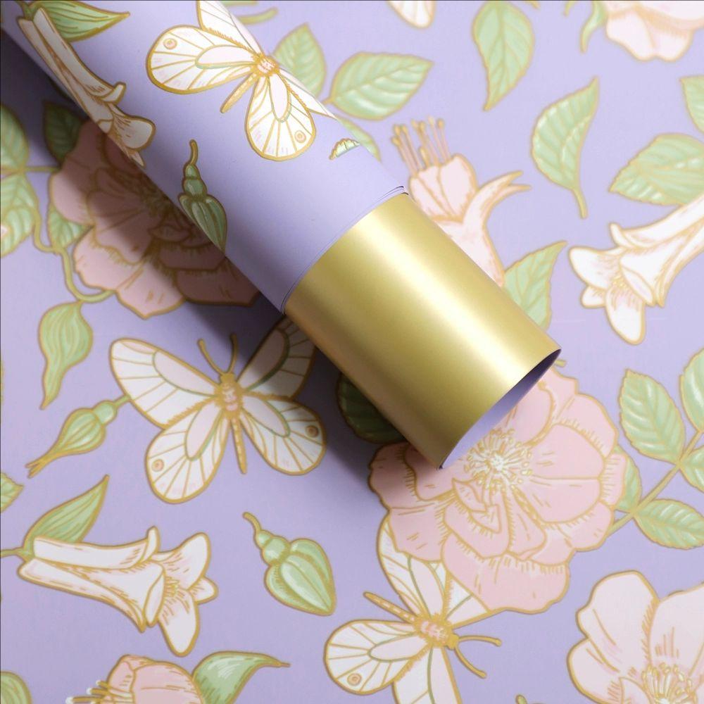 MYHC-76 Gold-edged Vintage Camellia Pattern Pearlescent Flower Wrapping Paper