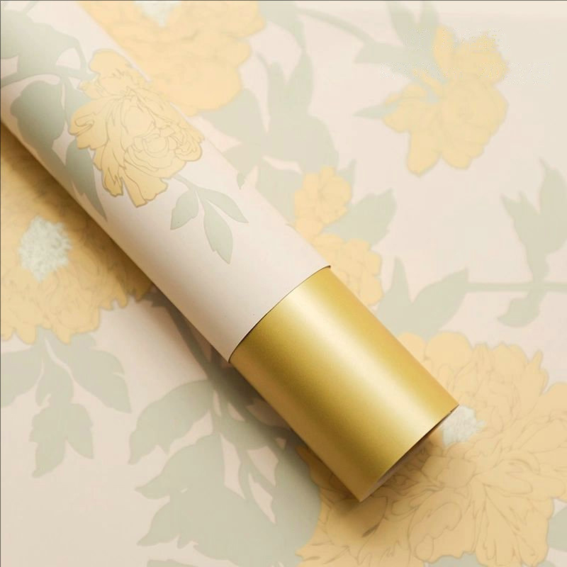 MYHC-78 Gold-Border Chinese Style Peony Pattern Pearlescent Film Flower Wrapping Paper