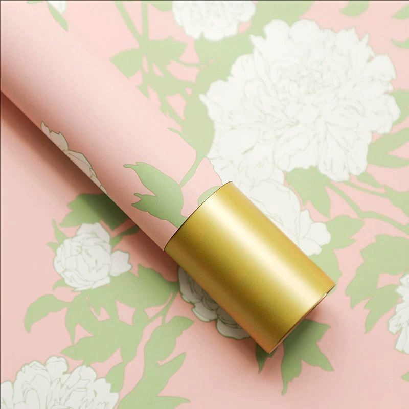 MYHC-78 Gold-Border Chinese Style Peony Pattern Pearlescent Film Flower Wrapping Paper