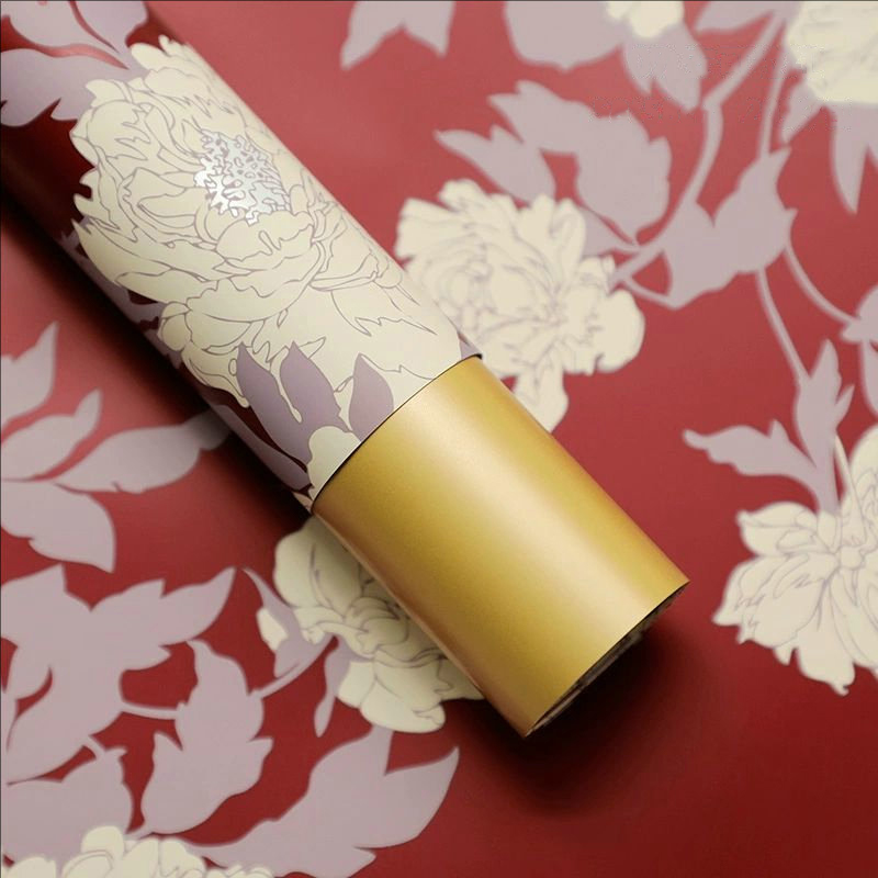 MYHC-78 Gold-Border Chinese Style Peony Pattern Pearlescent Film Flower Wrapping Paper