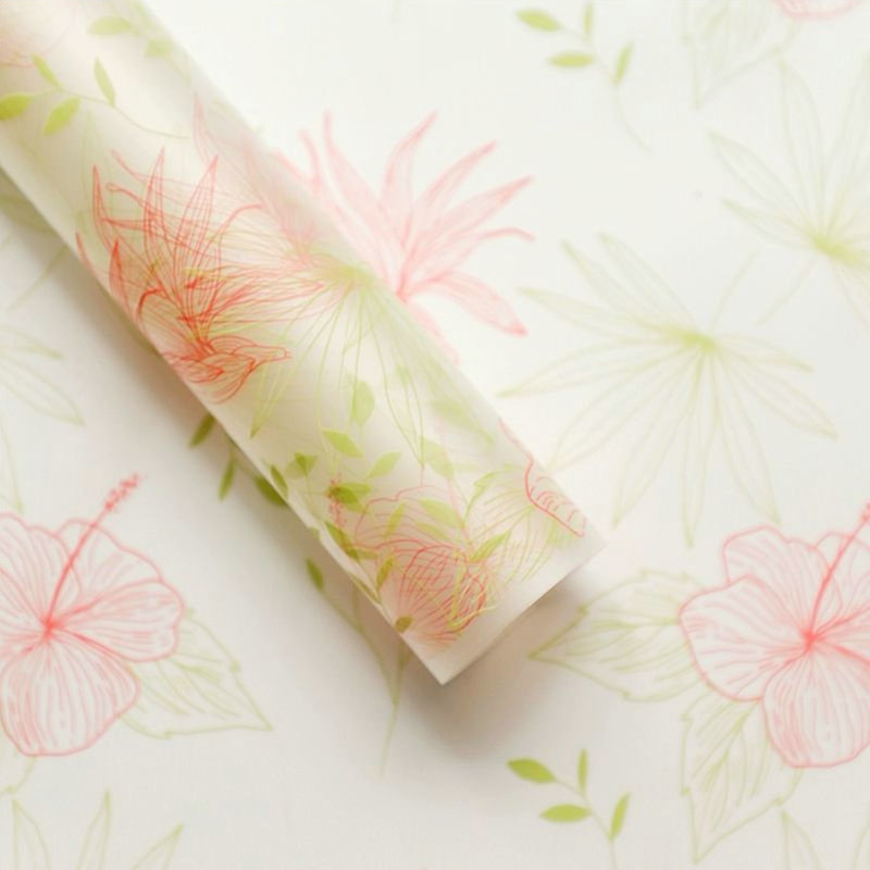 MYHC-80 Simple Plant Lines Transparent Film Flowers Wrapping Paper