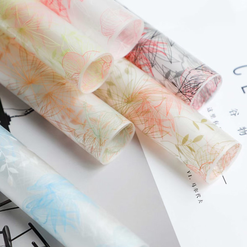 MYHC-80 Simple Plant Lines Transparent Film Flowers Wrapping Paper