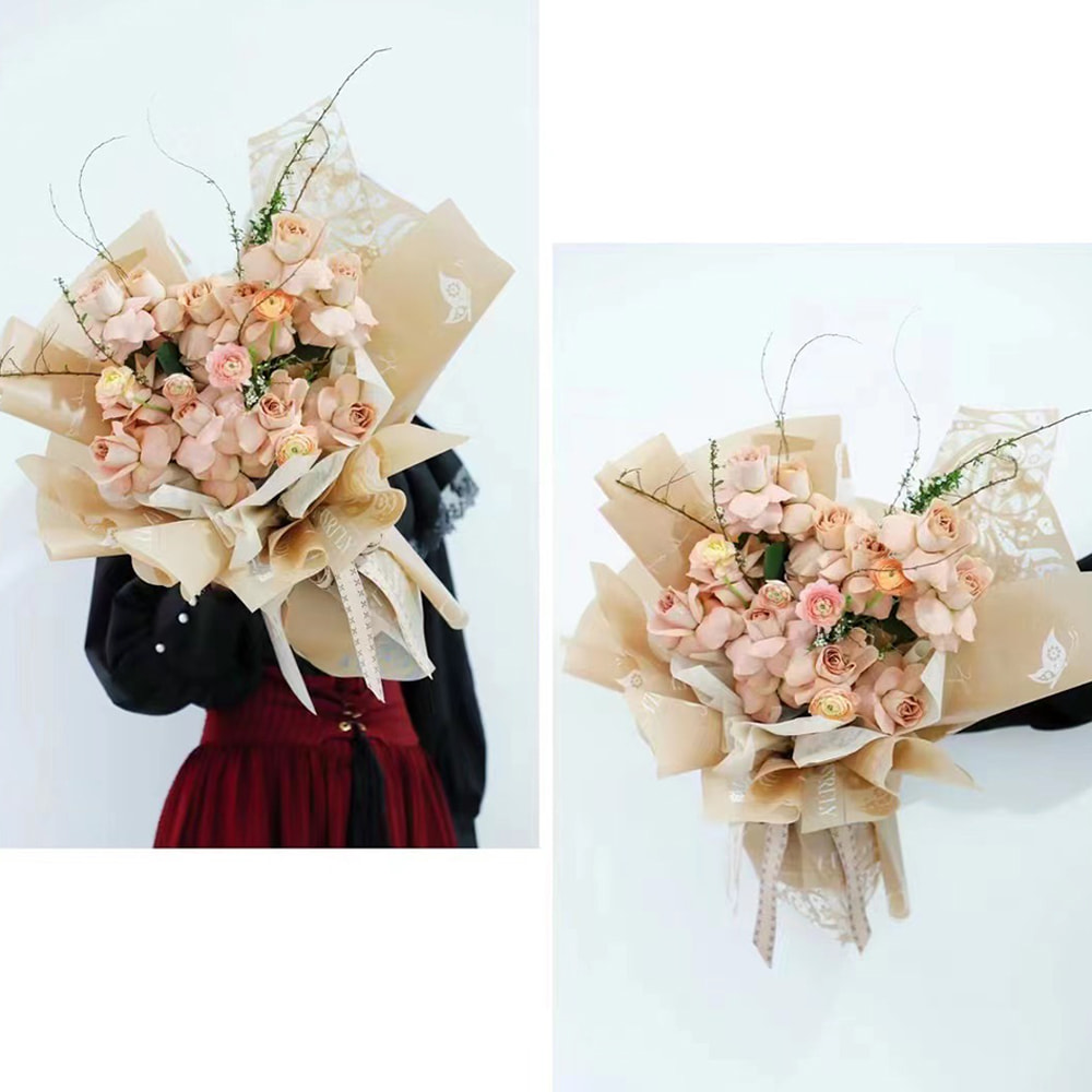 IMPERVIUS Bouquet Packaging Nossa Paper with Single-Sided Coating Hollowed Out Butterfly Print Design