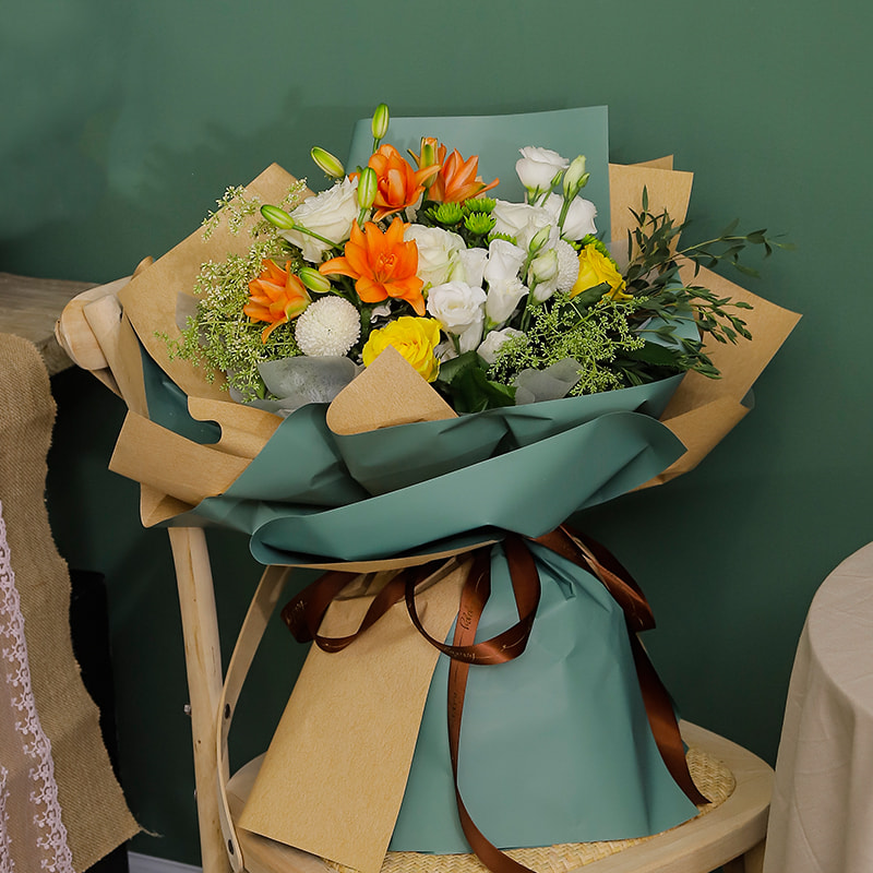 Coreanica solidus-coloris Bouquet Wrapping Paper